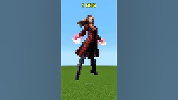 Scarlet Witch Pixel Art Devolution in Minecraft 64 Bits to 1/8 Bits 🔮