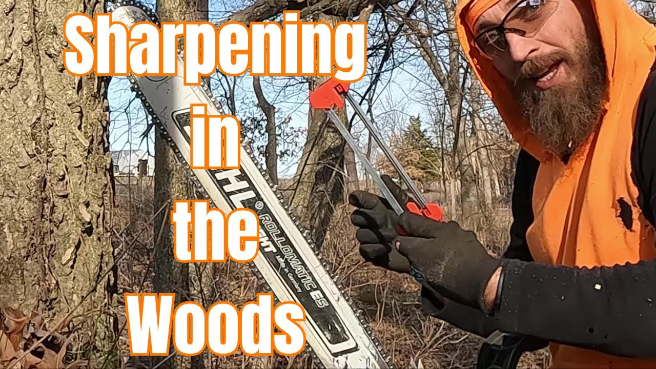 How I sharpen a chainsaw in the woods when I don't have a vice - YouTube