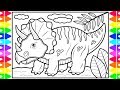 How to Draw a Triceratops Dinosaur for Kids 💚💛🖤Triceratops Dinosaur Drawing and Coloring Page