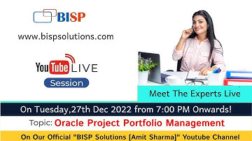 Live Webinar of Oracle Project Portfolio Management-27th Dec. 2022| @bispsolutions |  ✅✅
