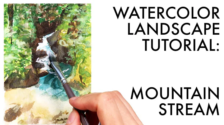 Mountain Stream Landscape | Watercolor + Gouache P...
