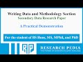 Writing methodology for secondary data research paper