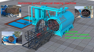 #Horizontal wood coconut shell charcoal making machine