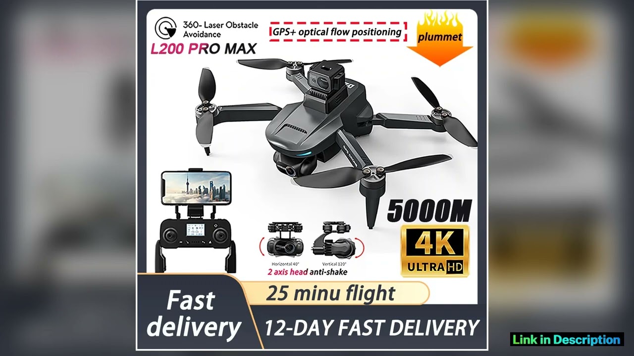 L200 PRO MAX Professional Drone 4K ESC Dual Camera 360 Laser Obstacle Avoidance 2axis PTZ Brushless