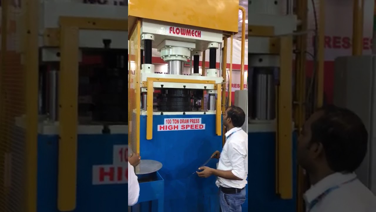 HIGH SPEED HYDRAULIC DEEP DRAW PRESS (100 TON CAPACITY), 10 STROKES/MIN, PLC CONTROLLED