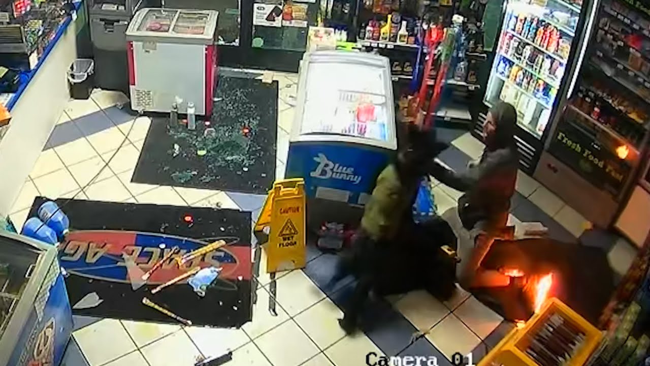 Caught on video: Man throws molotov cocktail, fights K-9, sets self on fire during Bend gas station