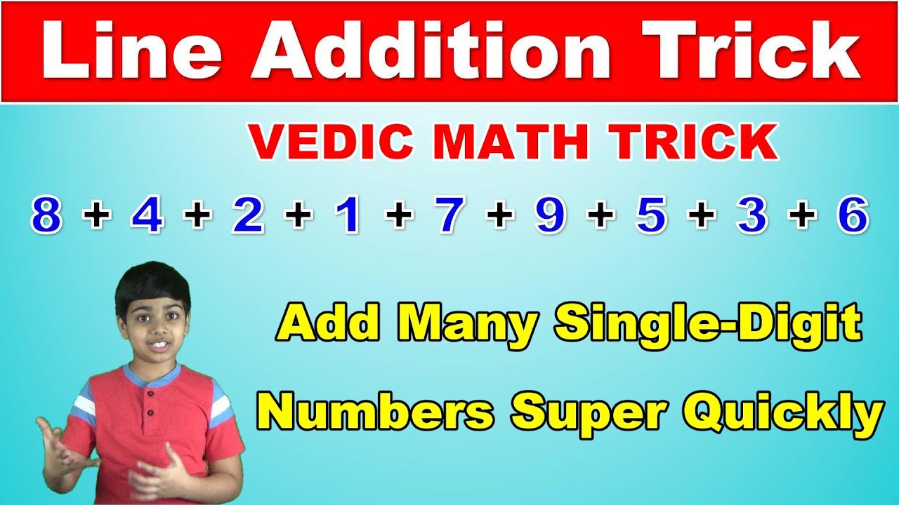 Line Addition Trick to Add Many Single Digit Numbers Quickly  Vedic Math  Math Tips and Tricks