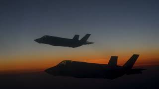 KC-135 Stratotanker Refueling F-35 Lightning IIs over the Middle East