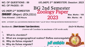 Bg #2ndsemester zoology paper kashmir_university bg 2nd semester zoology paper #kashmir_university