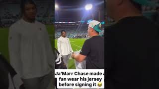 Jamarr chase refuse to sign fan jersey‼️ 😱🫨🔥🔥 #viralvideo #trendingshorts #fyp #contentcreator