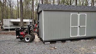 Shed moved on lot by mule, burying of conduit and electrical cord from power box to shed by Beetharvestman 230 views 3 weeks ago 13 minutes, 26 seconds