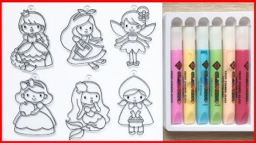 Tự làm móc khóa trang trí, vẽ và tô màu công chúa Disney - DIY keychains handmade (Chim Xinh)