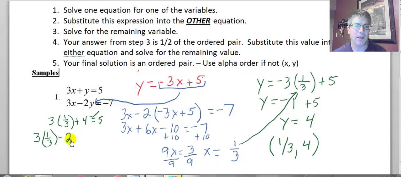 Solve Systems - Substitution Method - YouTube