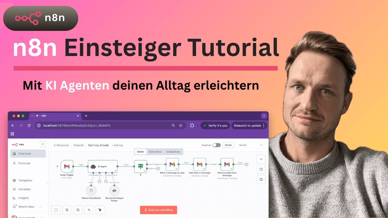 N8N Einstiegs-Tutorial: Mit KI Agenten Workflows deinen Alltag erleichtern (deutsch)