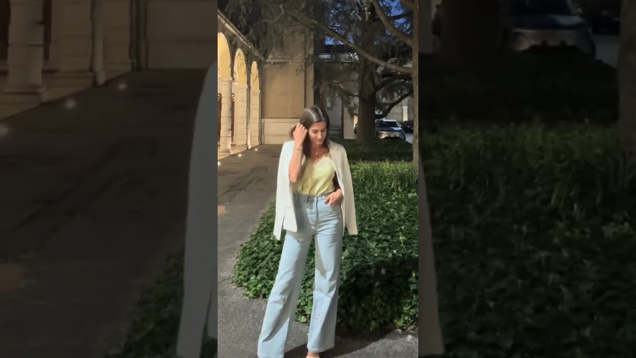Embroidered Denim and a Silky Top for Dinner in Brescia