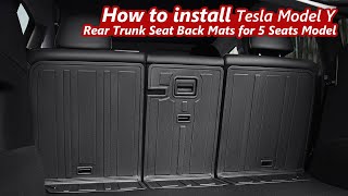 How to install Tesla Model Y 2020 2021 2022 Rear Trunk Seat Back Mats for 5 Seats Model