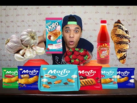 تحدي الكرواسون الشيكولاتة ضد الاكل الحقيقي و ثوم والشطة محمود غش في التحدي