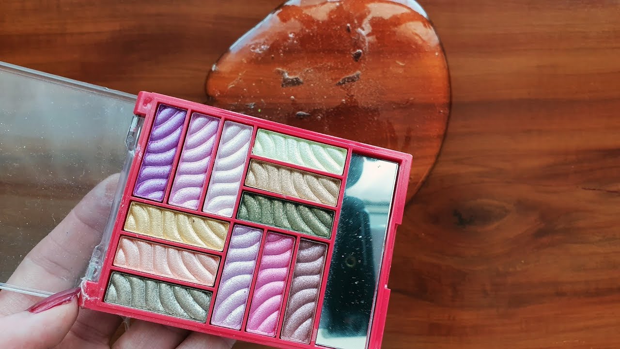 Clear Slime Coloring with Eye Shadow - Most Satisfying Slime Video - YouTube