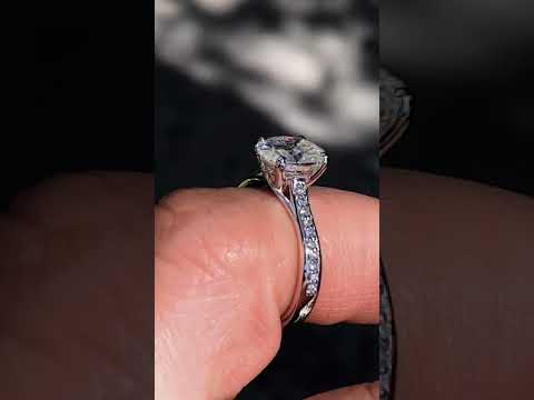 Oval Cathedral Engagement Ring with Scroll Accents ring video