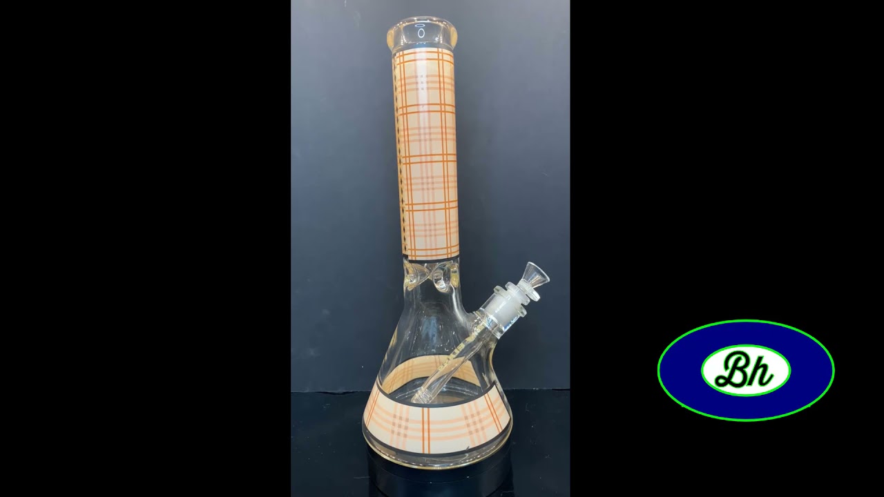 Bong Heaven MGM Glass Plain Plaid 12 inch Beaker Bong with Martini Bowl