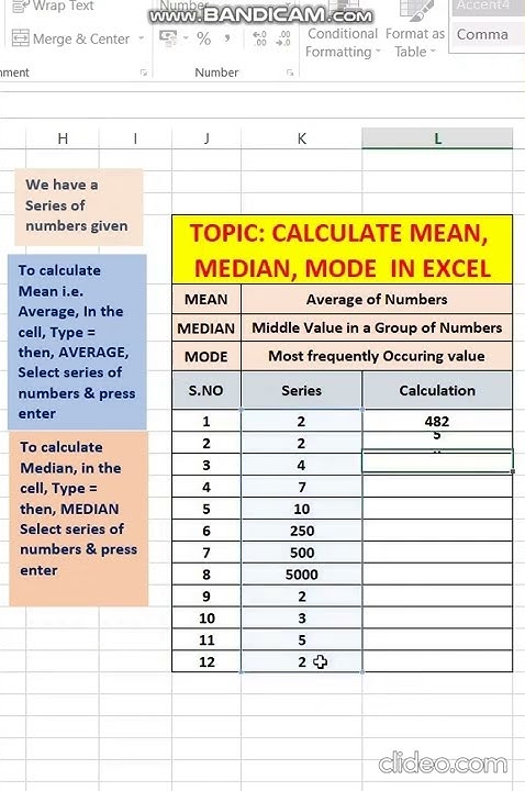 How to Calculate MEAN, MEDIAN & MODE in Excel#shorts - YouTube