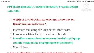 Embedded systems design with arm NPTEL assignment 5 solutions #nptel2021 #nptelsolutions
