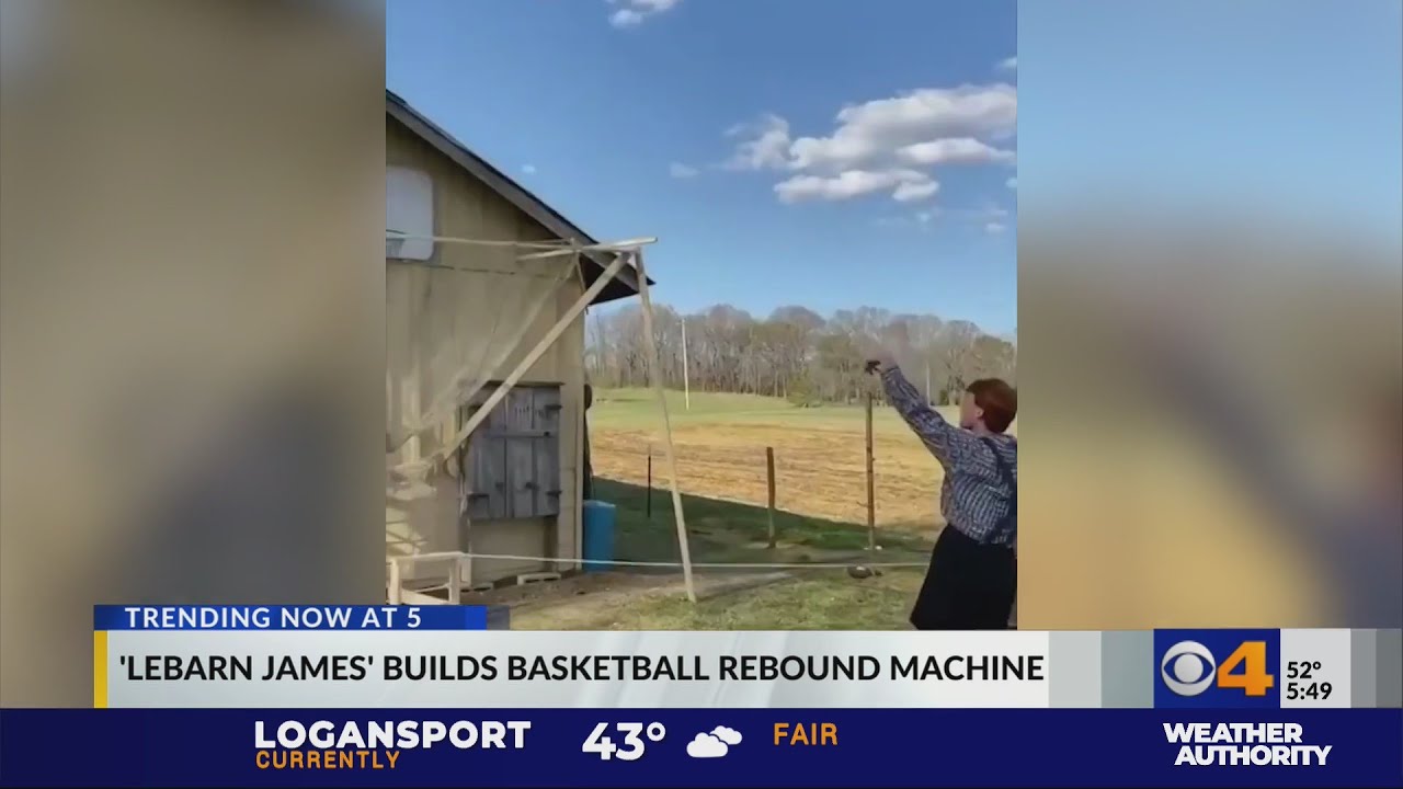 Man builds basketball rebound machine for his barn