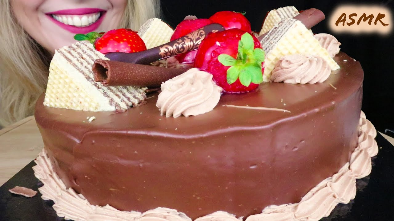 ASMR: CHOCOLATE MOUSSE CAKE WITH TOPPINGS 🎂 | No Talking Mukbang | Real ...