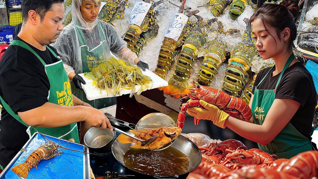 GIANT Lobster & Crabs Cooked Two Ways | Freshly Grilled Seafood Chinatown Bangkok | Thai Street Food