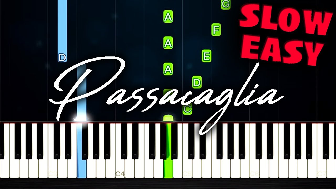 Passacaglia (Handel/Halvorsen) - SLOW EASY Piano Tutorial