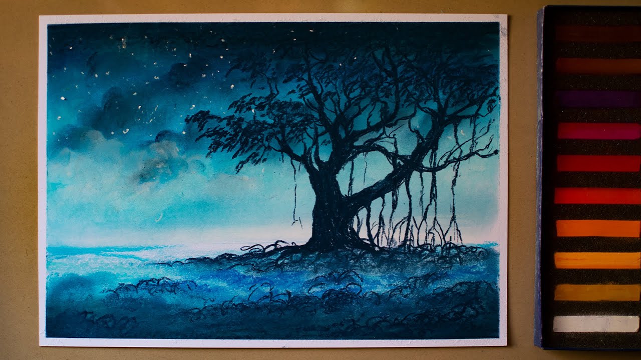 Painting Of Nature Drawing In Crayon Art Size GranNino-saigonsouth.com.vn