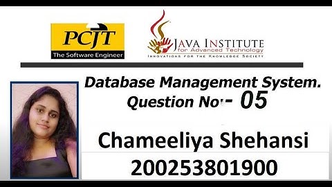 DBMS Question Set 05 | Java Institute | Chameeliya Shehansi
