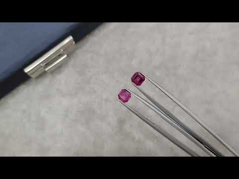 Pair of Asscher-cut rhodolite garnets 2.02 carats Video  № 2