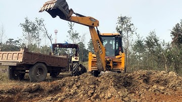 Tractor And Jcb Backhoe Video | Soil Loading In Tractor @droneplanet2040