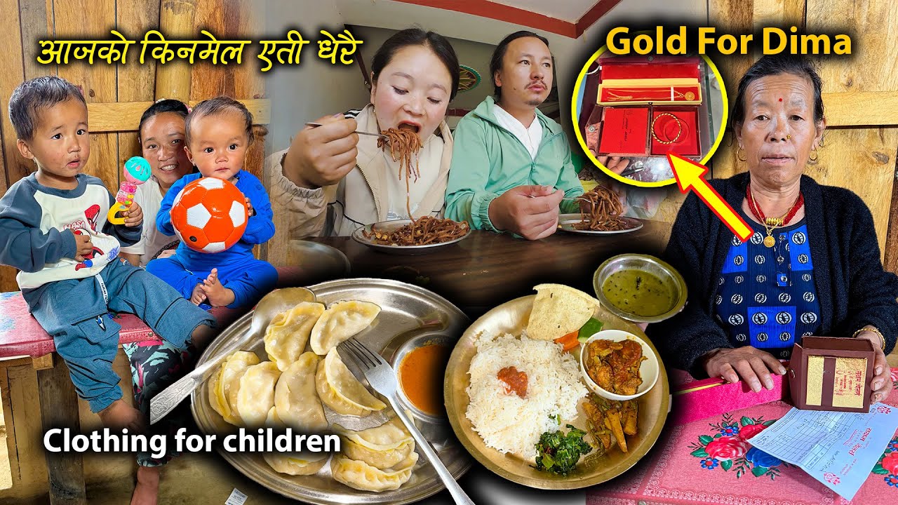 (Dima) Aunt's remaining money was invested in gold || New clothes & toys For children ||Village vlog