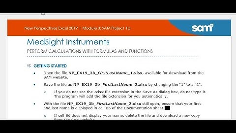 Excel Module 3 SAM Project B MedSight Instruments | Excel Module 3 SAM Project 1b