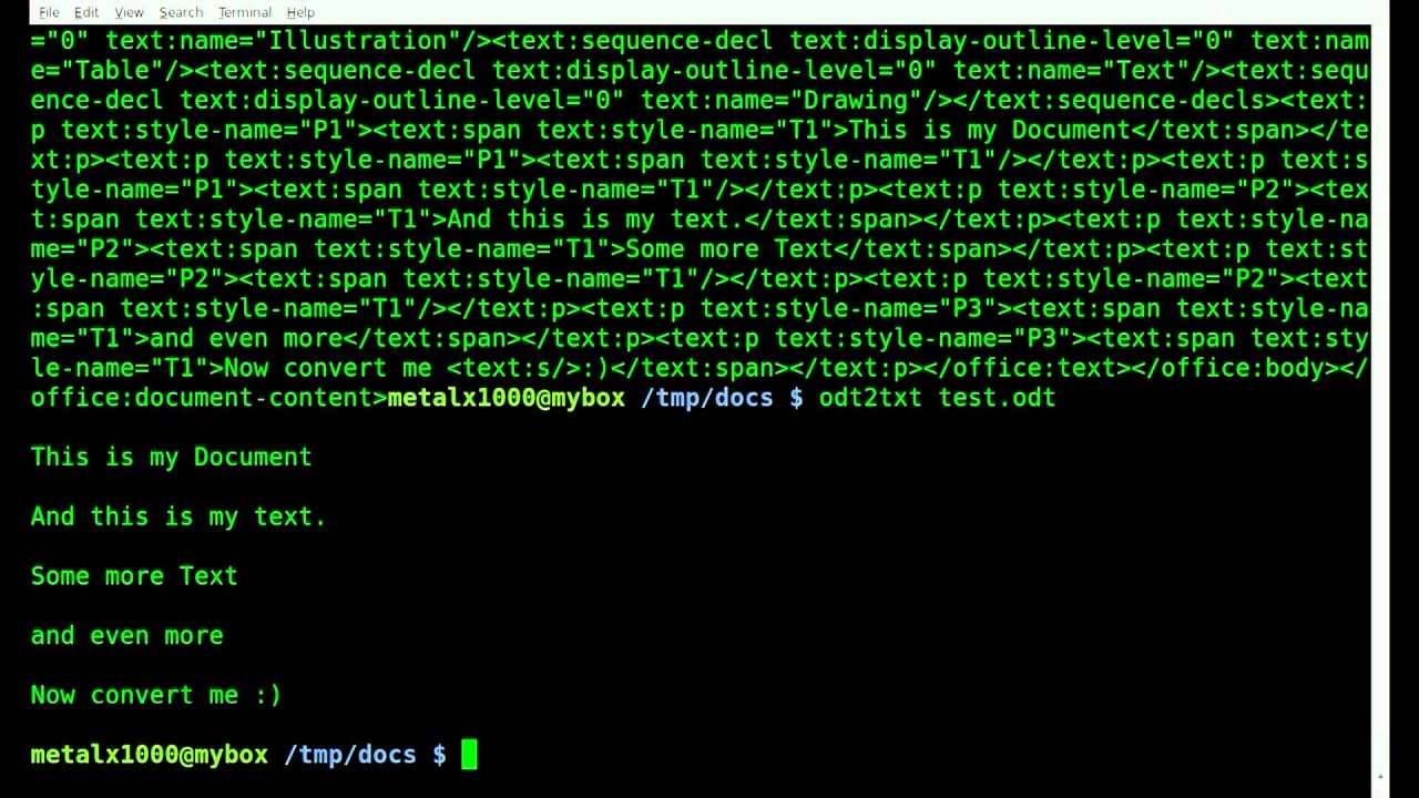 Converting Open Office Documents to Plain Text - BASH - Linux
