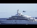 Helicopter landing on the (second) largest yacht in the world.