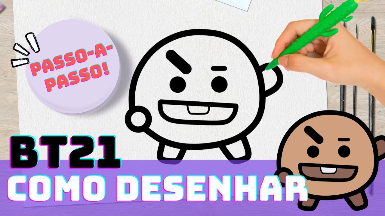 🟡 COMO DESENHAR SHOOKY BT21 FÁCIL PASSO A PASSO • Tutorial de Desenho ...