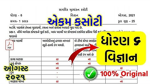 Std 6 Science ekam kasoti solution August 2021 | dhoran 6 vignan paper solution 2021