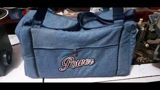 Recycle jeans dress with wonderful bagsعملت شنطه للرحلات من فستان جينز قديم