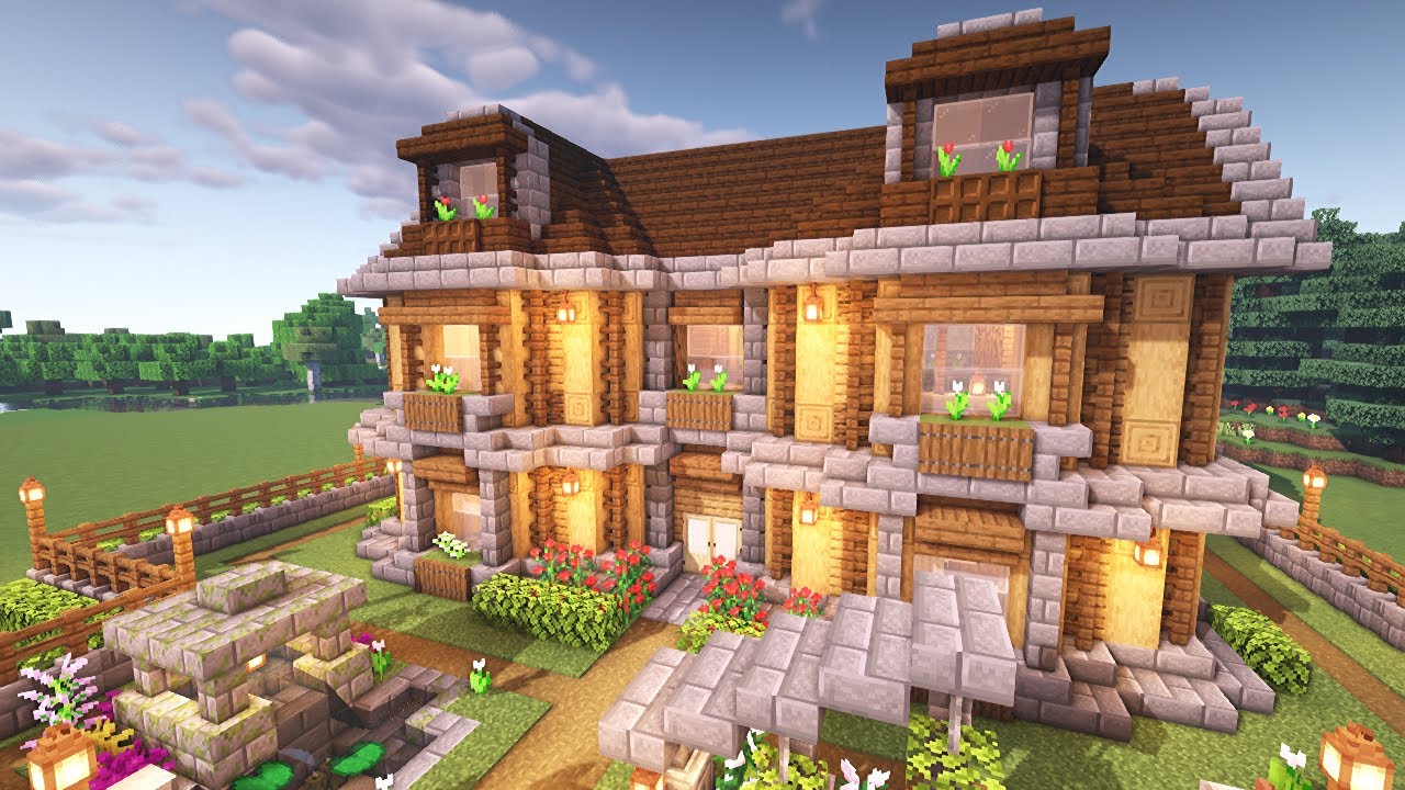 Oak And Concrete House Minecraft - House made of oak wood minecraft