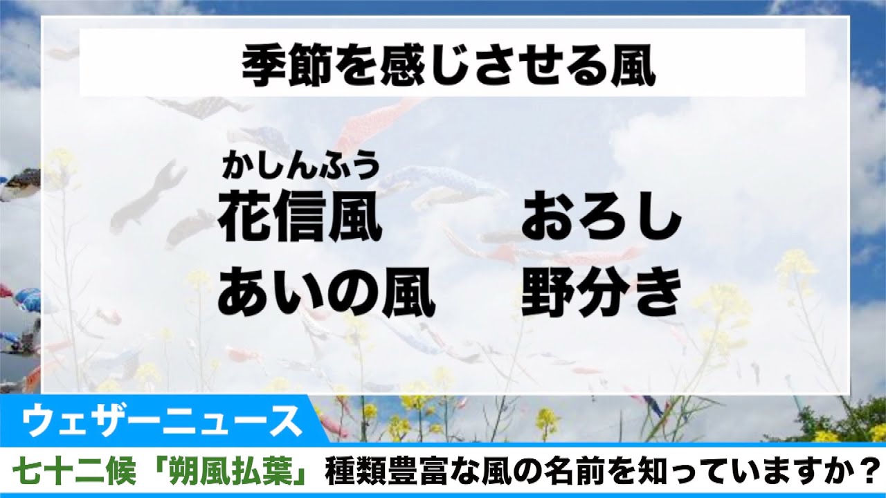 七十二候 朔風払葉 いくつ知ってる 種類豊富な風の名前 Youtube