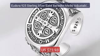 Eudora 925 Sterling Silver Saint Benedict Medal Adjustable Rin... — Best Buy 2026 | Great Quality!