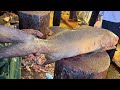 Incredible Giant Indian Salmon Fish Cutting Skills In Fish Market | Fish Cutting Skills