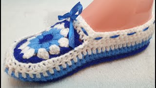 كروشية حذاء منزلي\ سليبر بطريقة سهلة ومختلفة    Crochet Easy Slippers