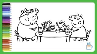 Colorindo Familia Peppa Pig No Natal  Pintando a Peppa Pig l Desenhos para  colorir para crianças 