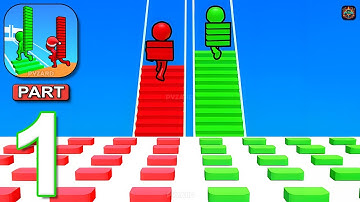 Bridge Race - Gameplay Walkthrough Part 1 - Collect Bricks Cross First (Android, iOS)