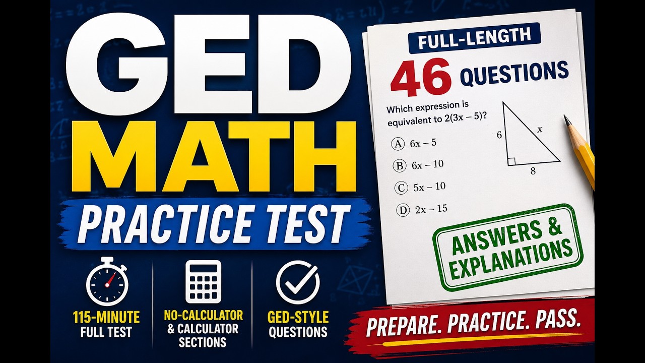 GED Math Practice Test 2026 – Full-Length Test with 46 Questions