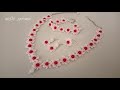 Blushing Blossoms, Jewelry set/Necklace/Bracelet/Post Earrings/Ring/How to make/Diy Tutorial